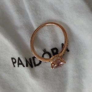 Pandora pink crown ring sz 7